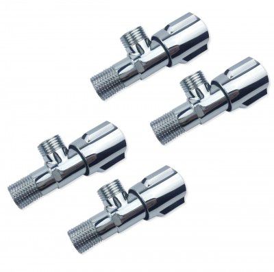 3G Décor Universal Thread Triangle Valve Hot and Cold Water Angle Valve Chrome Bathroom Accessories for Toilet Sink Water - Pack of 04