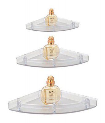 3G Decor Premium Quality Bathroom Corner Set With Unbreakable Design - Crystal Clear Corner Set Pack of 3