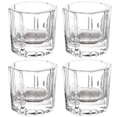 4 Pcs Nail Dappen Dish Nail Crystal Bowl Dapping Dish Glass Crystal Cup for Acrylic Liquid Powder