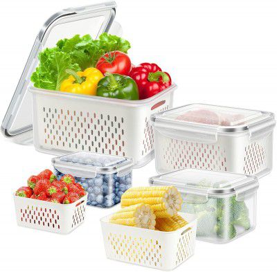 4-Piece Leakproof Fridge Food Containers Set – Transparent Storage Boxes