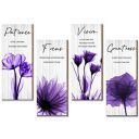 4 Pieces Purple Flower Wall Decor Purple Living Room Hanging Pictures Purple Wooden Art Wall Decor Purple Wall Art Patience Vision Greatness Focus Inspirational Quotes Sign for Home Office Decoration...
