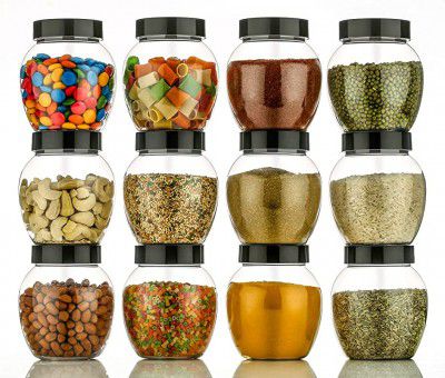 4 SACRED Plastic Matka Jar Grocery Storage Container ( 400ml Capacity Each Set of 12-)