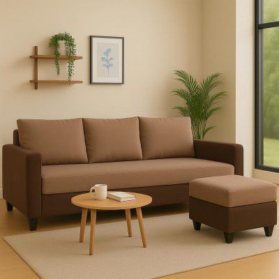 [Extra Rs 1734 OFF] FURNY Chromano Fabric 4 Seater L Shape Sofa Set 3 Seater Modern Sofa Set (Dual Brown Color)