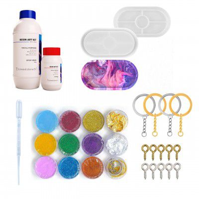 400g DIY Epoxy Resin Art Materials Kit for Making Oval Capsule Tray with Silicone Mould