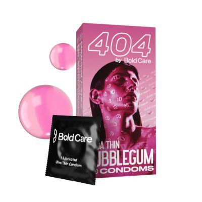 404 by Bold Care Super Ultra Thin Bubblegum Flavored Condoms For Men - 10 Count (Pack of 1)