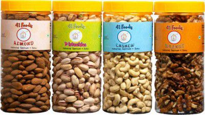 41 foods Combo pack of 600GM Pistachios, Walnuts, Almonds, Cashews (4 x 150 g)