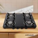 Plain Sleek 4B Toughened Glass Tornado Burner(Bk)Glass Manual Gas Stove Glass Manual Gas Stove (4 Burners)...