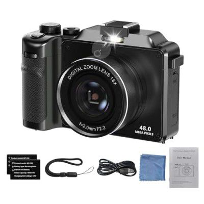 4K Digital Camera, 48MP Autofocus Cameras for Photography Vlogging Camera Dual Camera 18X Digital Zoom Anti-Shake Camera WiFi 