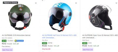 4u Supreme Biker Helmets Starts @510