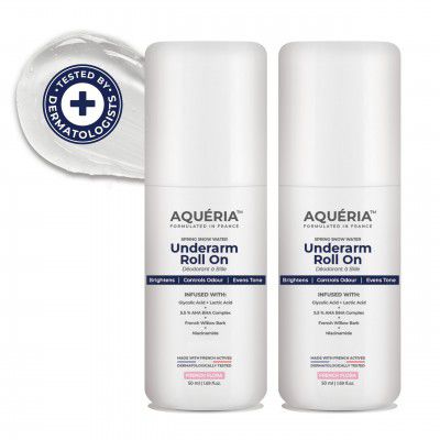 5.5% AHA BHA French Underarm Brightening Roll On | 48H Odour Control Pack of 2 (100ml)