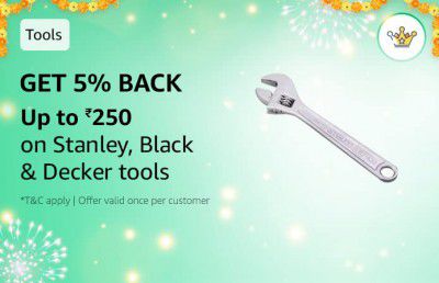 Get 5% Cashback Up to ₹250 on Stanley, Black & Decker tools with 750 Amazon Diamonds