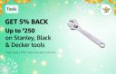 Get 5% Cashback Up to ₹250 on Stanley, Black & Decker tools with 750 Amazon Diamonds...