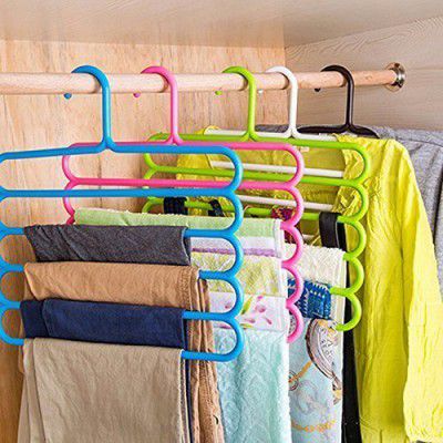 Chirayu Mart 5-Layer Multipurpose Multi-Layer Hangers for Clothes (Pack Of 5)