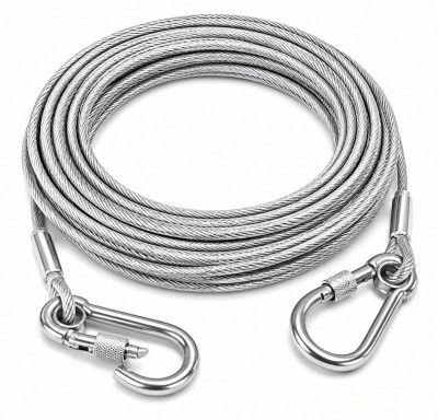 5 Metre Stainless Steel Clothesline Rope with Carabiner Hooks | Heavy-Duty Rust-Resistant Cloth Drying Wire | Strong Hanging Dori for Balcony, Bathroom, Terrace, Indoor & Outdoor Use