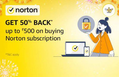 Get 50% Cashback up to ₹500 on buying Norton subscription with 50 Amazon Diamonds