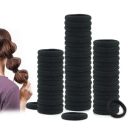 50 pack dreamlover seamless thick cotton hair rubber bands, elastic durable ponytail holders hair ties, ponytail buns headbands no crease and damage hair accessories for kids, girls and women (black)...