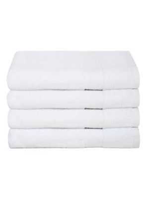 Ambra Linens 500 GSM Highly Absorbent Towels Set, 100% Cotton (4 Pcs Hand Towel Set, White)