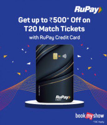 ₹500 Off on T20 Match Tickets With RuPay Credit Card Offer