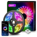 50Ft LED Strip Lights Music Sync Color Changing RGB LED Strip 20-Key Remote, Sensitive Built-in Mic, App Controlled LED Lights Rope Lights, 5050 RGB LED Light Strip(APP+Remote+Mic+3 Button Switch)...