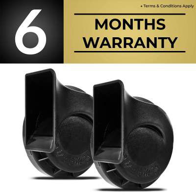 5M 6 Months Warranty Universal Crystal Clear Tone Horn for All Bikes & Cars - Set of 2 (12V - Black)