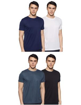 6 Degrees Men's Solid T-Shirt (Pack of 4)