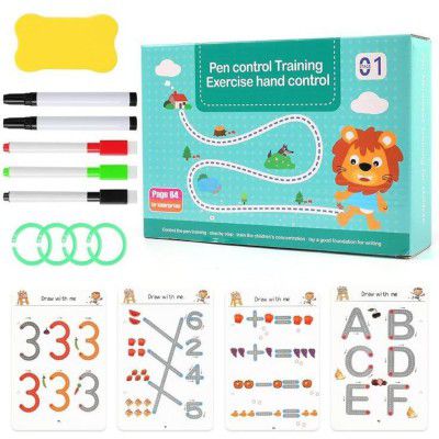 64 Pages Magical Tracing Book Set for Kids – Reusable Pen Control Workbook -1 pc