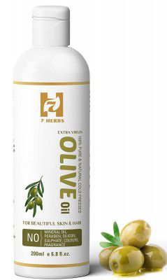 7 HERBS Olive Oil - Cold pressed, Extra virgin & 100% pure for skin, hair & massage-200ml