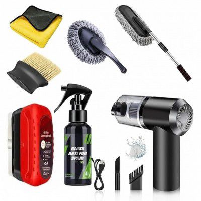 Azriel 7 PCS Car Cleaning Kit with 3-in-1 Mini Vacuum Cleaner, (7 in 1 Car Combo)