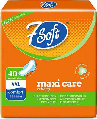 7 Soft Maxi Cottony Care Sanitary Pads XXL (320mm) – Pack of 40 with Wings