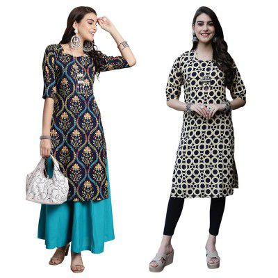 7Threads Kurti||Kurta for Women||Kurti for Women||Crepe Kurta||Kurti||Kurti Crepe for Women||Crepe Kurtis for Women||Kurtis for Women Kurtis for Women (Pack of 2)