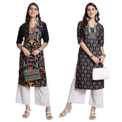 7Threads Women's Crepe Printed Straight Kurta for Women_KK_019