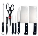 8 in 1 Piece Knife Set Include 3 Vegetable and Fruit Knife,2 Meat Knife,1 Scissor,1 Knife Sharpener and 1 Peeler Set for KitchenNIL Baps-P096...