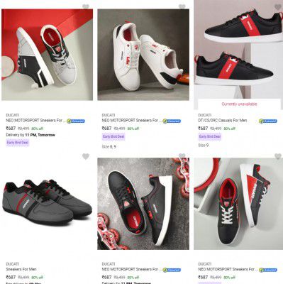 Flipkart : Upto 79% Off On Ducati Footwear.