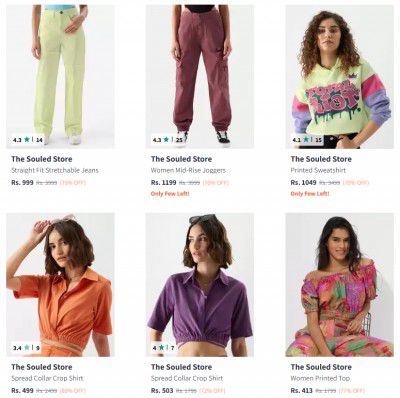Myntra : Up to 80% OFF - The Souled Store Women's Clothing