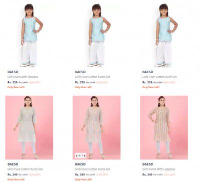 83% Off - Baesd Kurta Sets starting From Rs.339
