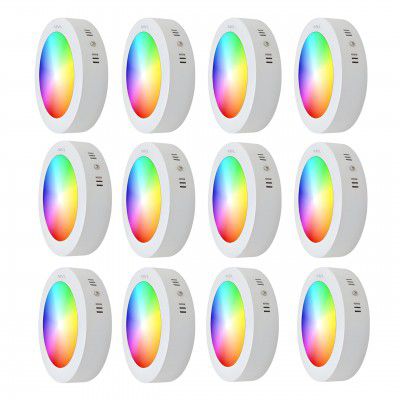 MVL 9 Watt LED Regular Size Round Surface Down Light | Celing Fixture Lamp (9 in 1 Multicolour, Pack of 12)