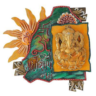 999Store Hand Crafted Ganesha Namah trishul om swastik Beautifully Painted Door Hanging