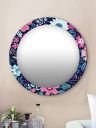 999STORE Printed Vanity Mirror Round Mirrors for Wall Decor Colorful Flowers Pattern Round Mirror (MDF_17X17 Inch_Multi) MirrorRSZ1018...