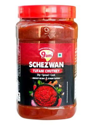 9AM Schezwan Tufani Chutney, Extra Spicy Chinese Sauce, 950g, Multi-Purpose Dip Spread