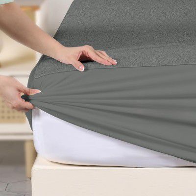 9villa 100% Waterproof Premium Cotton Feel Mattress Protector King Size (Grey, 72 x 72 (6x6 Feet)