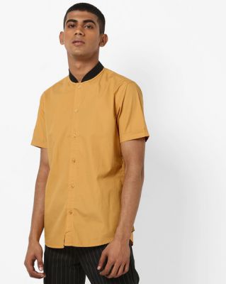 AJIO High-Collar Slim Fit Shirt