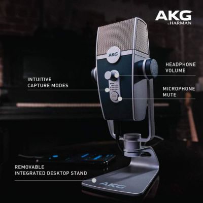 AKG Lyra Ultra-HD, Four Capsule, Multi-Capture Mode, USB-C Condenser Microphone for Calling, Recording and Streaming, WEB CONFERENCING & VOIP