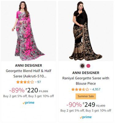 ANNI DESIGNER Women Saree upto 90% off