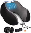 Adofys Memory Foam Travel Neck Support Rest Pillow Eye Mask, Noise Isolating Ear Plugs Portable Combo...