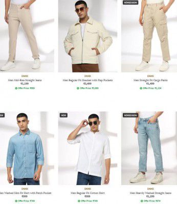 Ajio : Upto 75% Off On Dnmx Mens Clothing Starts At ₹81