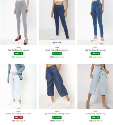 Ajio : UP TO 80% OFF | Dnmx Womens Jeans & Jeggings Starts At ₹200