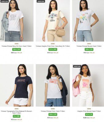 Ajio : Dnmx Women's T-shirts Starts at 60