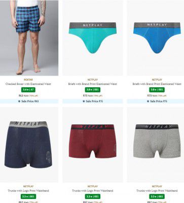 Ajio : MEN'S Innerwear Starts ₹90 | Upto 70% Off