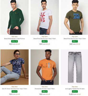Ajio : Pepe Jeans Men's Clothing Upto 80% Off