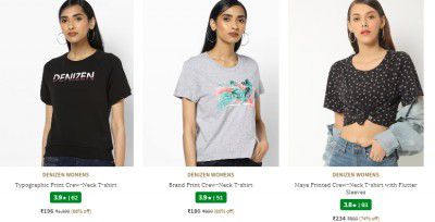 Ajio : Upto 70% Off On DENIZEN FROM LEVIS For Women's T-shirts